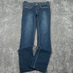 Vintage sweet jeans low rise glam slightly flared dark wash denim jeans